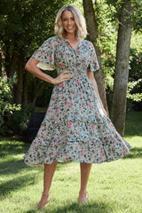 Spell Boho Midi Dress | Baltic Born Sage + Pink Floral