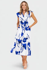 Blakely Button Dress | Baltic Born White + Cobalt