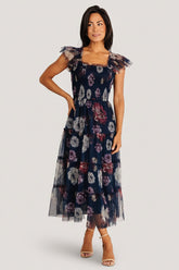 Clementine Tulle Midi Dress | Baltic Born Navy Floral
