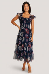 Clementine Tulle Midi Dress | Baltic Born Navy Floral