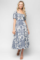 Charlotte Midi Dress | Baltic Born Ivory + Dark Blue