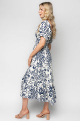 Charlotte Midi Dress | Baltic Born Ivory + Dark Blue