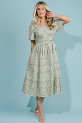 Margot Eyelet Midi Dress | Baltic Born Sage