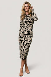 Marci Sweater Dress | Baltic Born Black + Ivory Floral