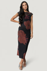 Daniela Mesh Midi Dress | Baltic Born Black Floral