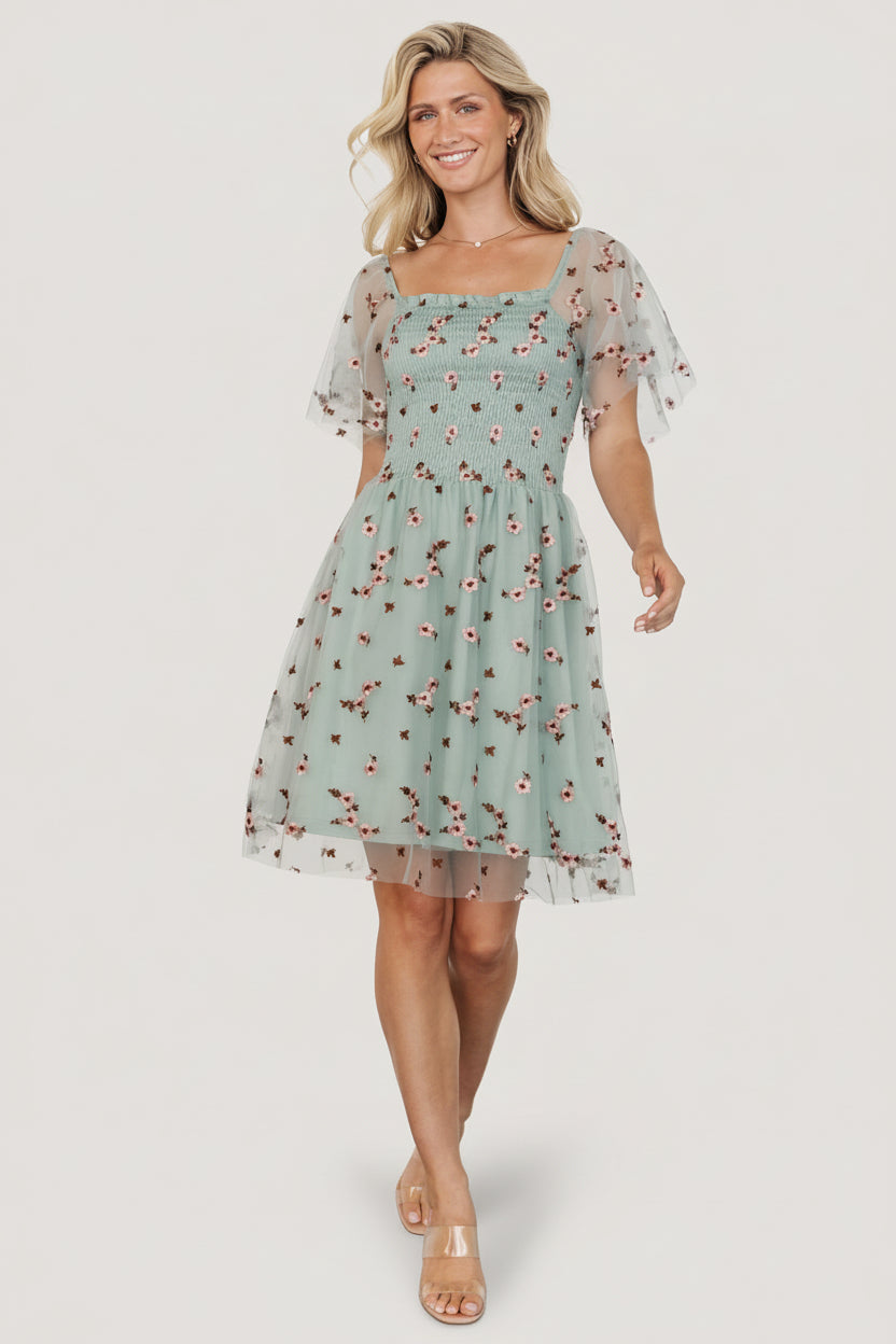 Tivoli Tulle Short Dress | Baltic Born Sage + Pink