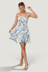 Emelyn Short Dress | Baltic Born Cream + Blue