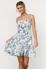 Emelyn Short Dress | Baltic Born Cream + Blue