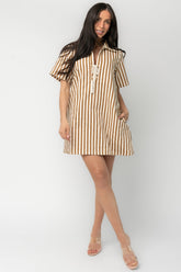 Kyler Striped Short Dress | Baltic Born Camel + Ivory