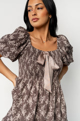 Anastasia Bow Short Dress | Baltic Born Dusty Clove Print