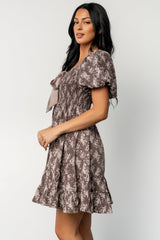 Anastasia Bow Short Dress | Baltic Born Dusty Clove Print