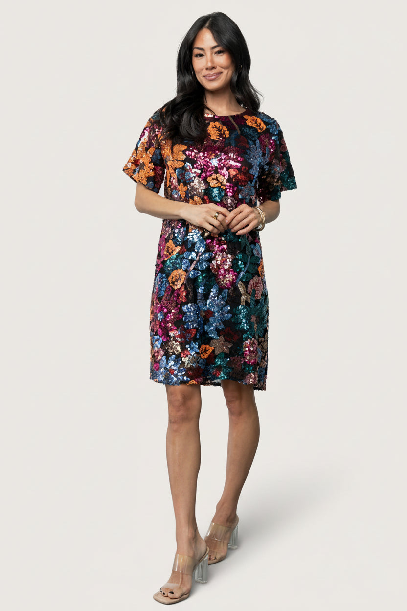 Squires Sequin Short Dress | Baltic Born Black Multi