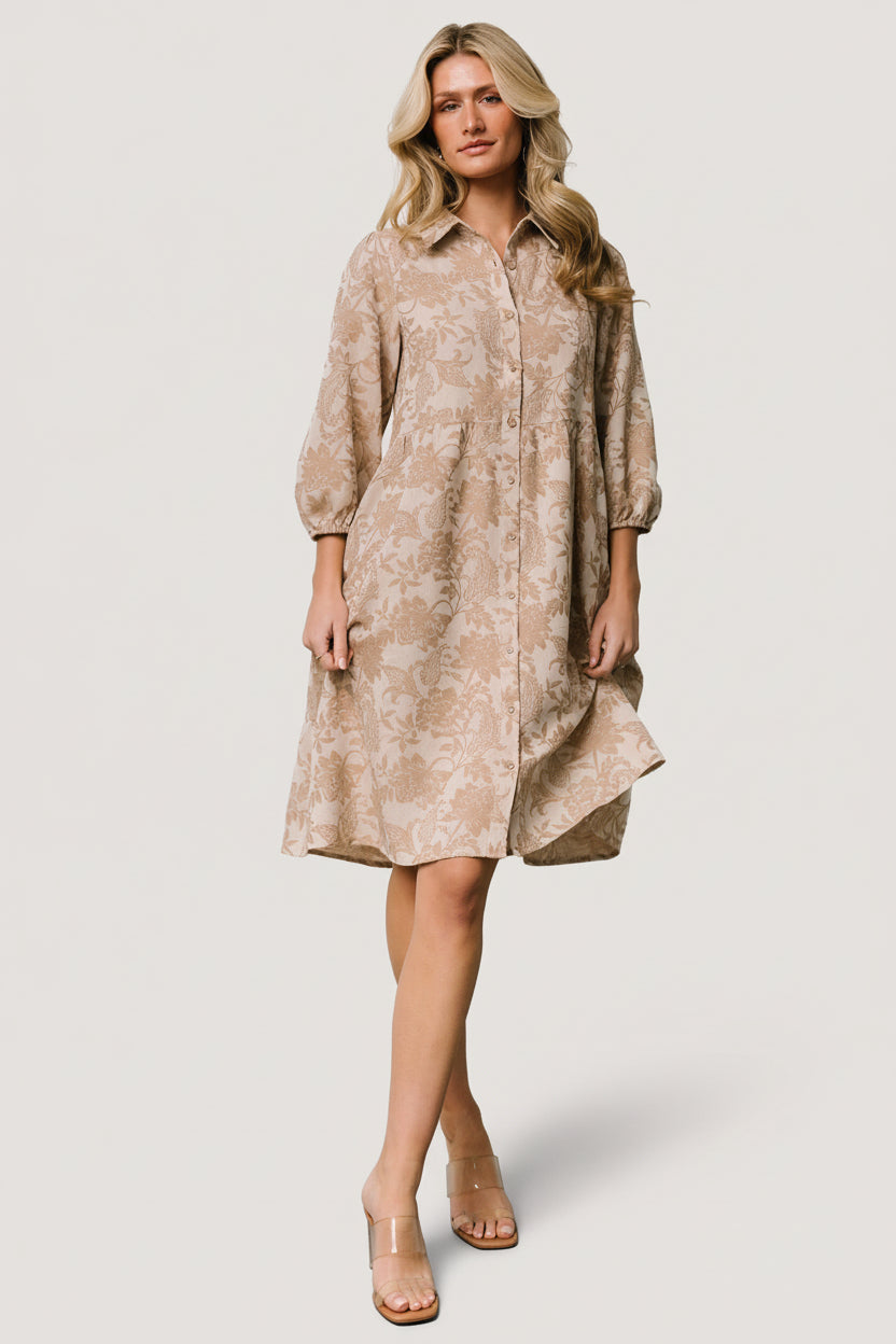 Dakota Babydoll Dress | Baltic Born Taupe Print