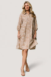 Dakota Babydoll Dress | Baltic Born Taupe Print