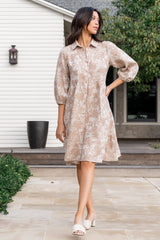 Dakota Babydoll Dress | Baltic Born Taupe Print