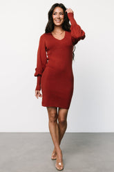 Suki V Neck Sweater Dress | Baltic Born Brick