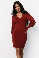 Suki V Neck Sweater Dress | Baltic Born Brick