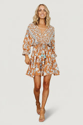 Adria Mini Dress | Baltic Born Camel + Blue