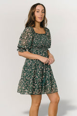 Azlyn Smocked Short Dress | Baltic Born Green + Pink Floral