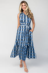 Brooke Button Down Dress | Baltic Born Blue + White