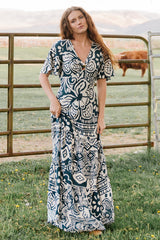 Jules Maxi Dress | Baltic Born Dark Blue Print