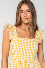 Campbell Gingham Maxi Dress | Baltic Born Yellow + White