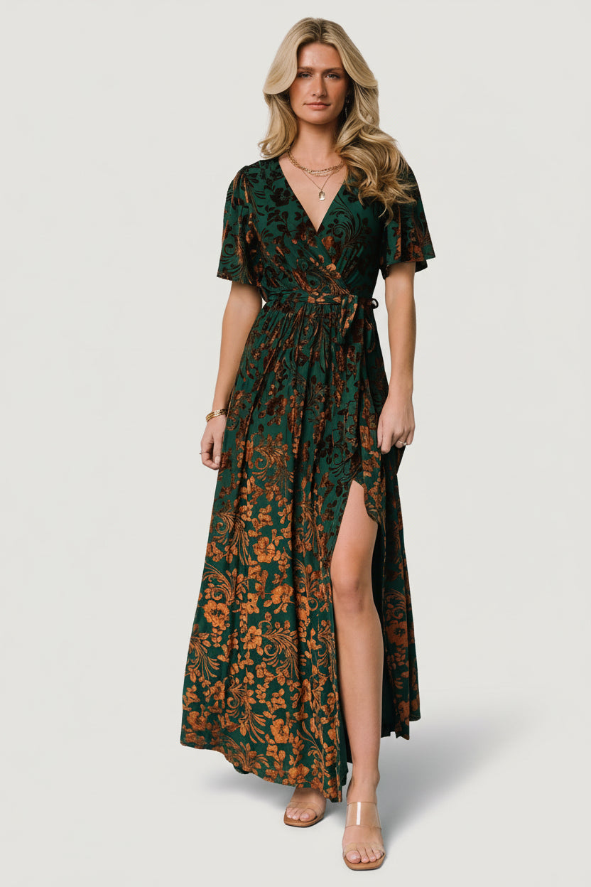 Uma Velvet Maxi Dress | Baltic Born Bronze + Jade