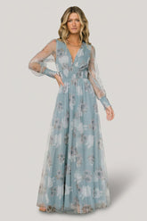 Layla Tulle Maxi Dress | Baltic Born Light Blue Floral