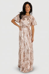 Muse Sequin Maxi Dress | Baltic Born Rose Gold
