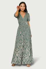 Leslie Velvet Maxi Dress | Baltic Born Sage + Silver