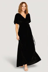 Katelyn Velvet Maxi Wrap Dress | Baltic Born Black
