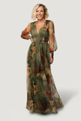Layla Tulle Maxi Dress | Baltic Born Olive + Rust