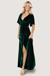 Meghan Velvet Wrap Maxi Dress | Baltic Born Emerald