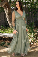 Layla Tulle Maxi Dress | Baltic Born Dusty Green Floral
