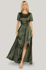 Agnes Satin Maxi Dress | Baltic Born Juniper Green
