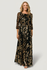 Destiny Sequin Maxi Dress | Baltic Born Black + Gold