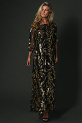 Destiny Sequin Maxi Dress | Baltic Born Black + Gold