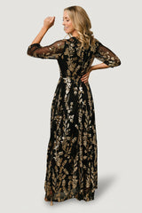 Destiny Sequin Maxi Dress | Baltic Born Black + Gold