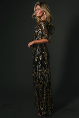 Destiny Sequin Maxi Dress | Baltic Born Black + Gold