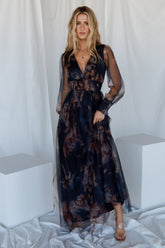 Layla Tulle Maxi Dress | Baltic Born Dark Blue Floral