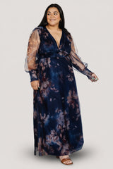 Layla Tulle Maxi Dress | Baltic Born Dark Blue Floral