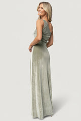 Tatiana Velvet One Shoulder Maxi Dress | Baltic Born Sage