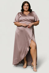 Vara Satin Maxi Wrap Dress | Baltic Born Lilac