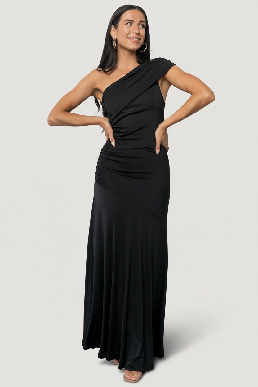 Leon One Shoulder Gown | Baltic Born Black
