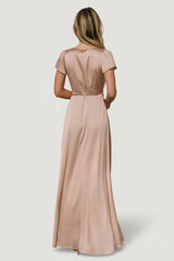 Krystal Satin Wrap Gown | Baltic Born Champagne