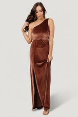 Tatiana Velvet One Shoulder Maxi Dress | Baltic Born Desert Rose