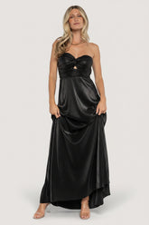 Seraphine Pleated Strapless Gown | Baltic Born Black