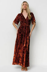 Uma Velvet Maxi Dress | Baltic Born Copper Floral