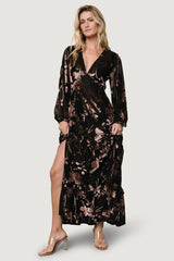 Liana Velvet Embossed Maxi Dress | Baltic Born Black