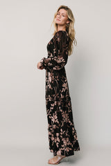 Liana Velvet Embossed Maxi Dress | Baltic Born Black